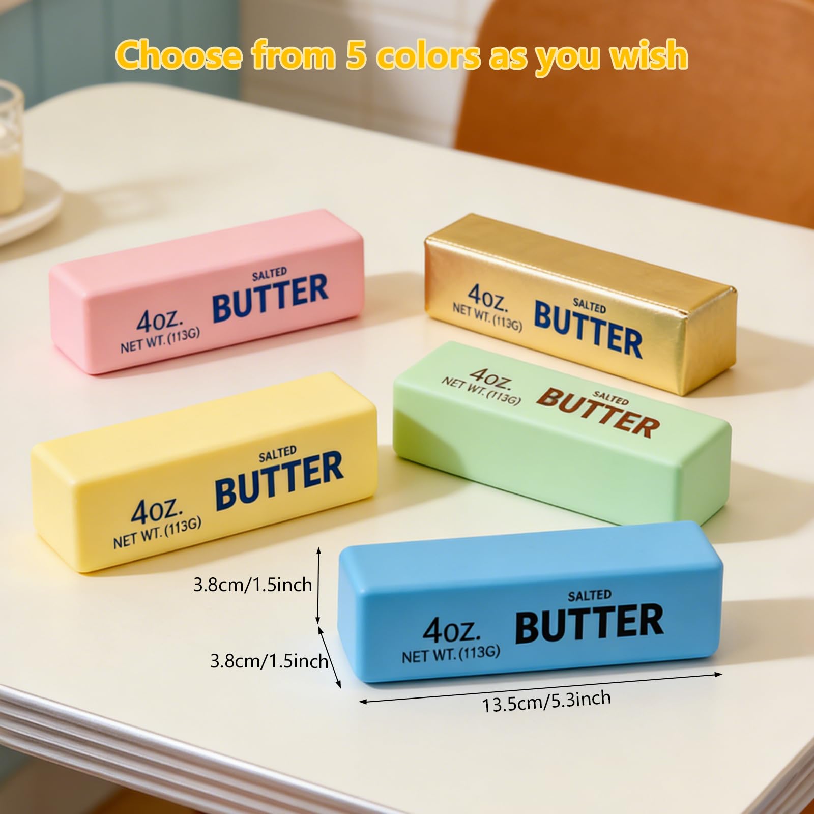 Doh Butter Squishy, Soft Scented Fidget Squishy, Butter Squishy Toy, Cream Scented Butter Squeeze Toy，Slow Rising Butter Stick Stress Relief Toy for Relaxation,Office Desk Decor (Yellow) - 3