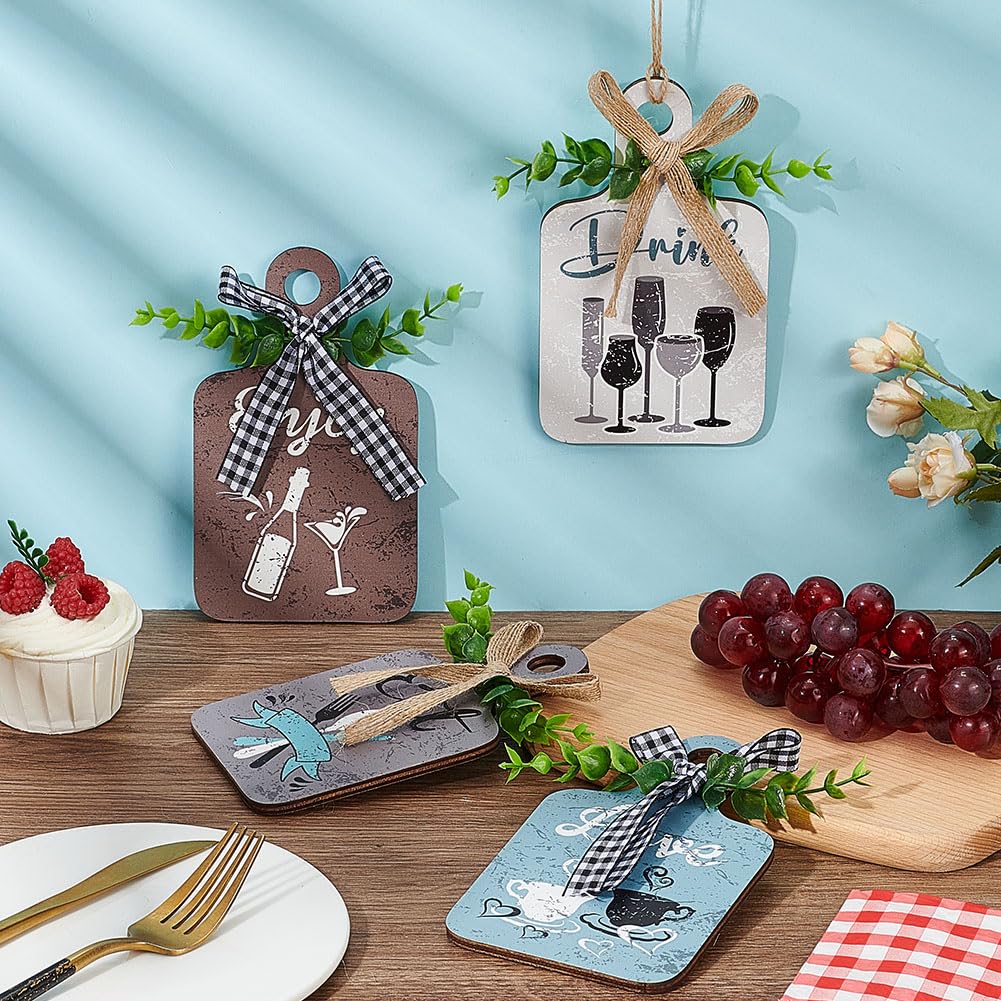 PH PANDAHALL 6PZ Decorazioni Da Parete per Cucina Insegna in Legno
