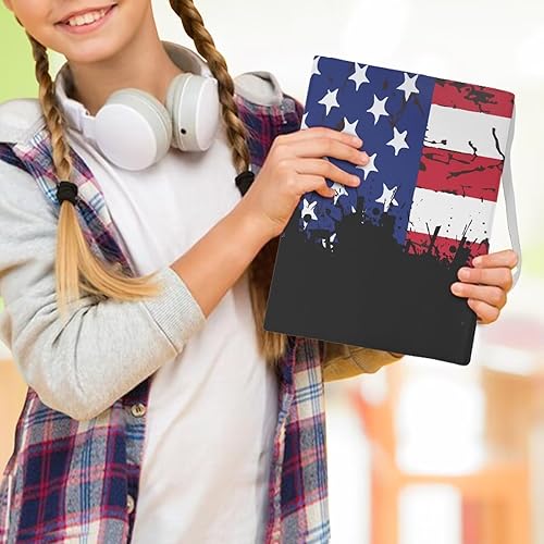 Miniatura 4 de Rnyleeg Funda de libro de bandera estadounidense para amantes de los libros, fundas elásticas para libros de tapa dura, cubierta de libro de texto