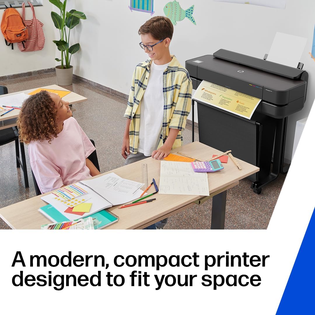 HP DesignJet T210 Large Format 24-inch Color Plotter Printer for Easy Wide CAD & Poster Prints (8AG32D)