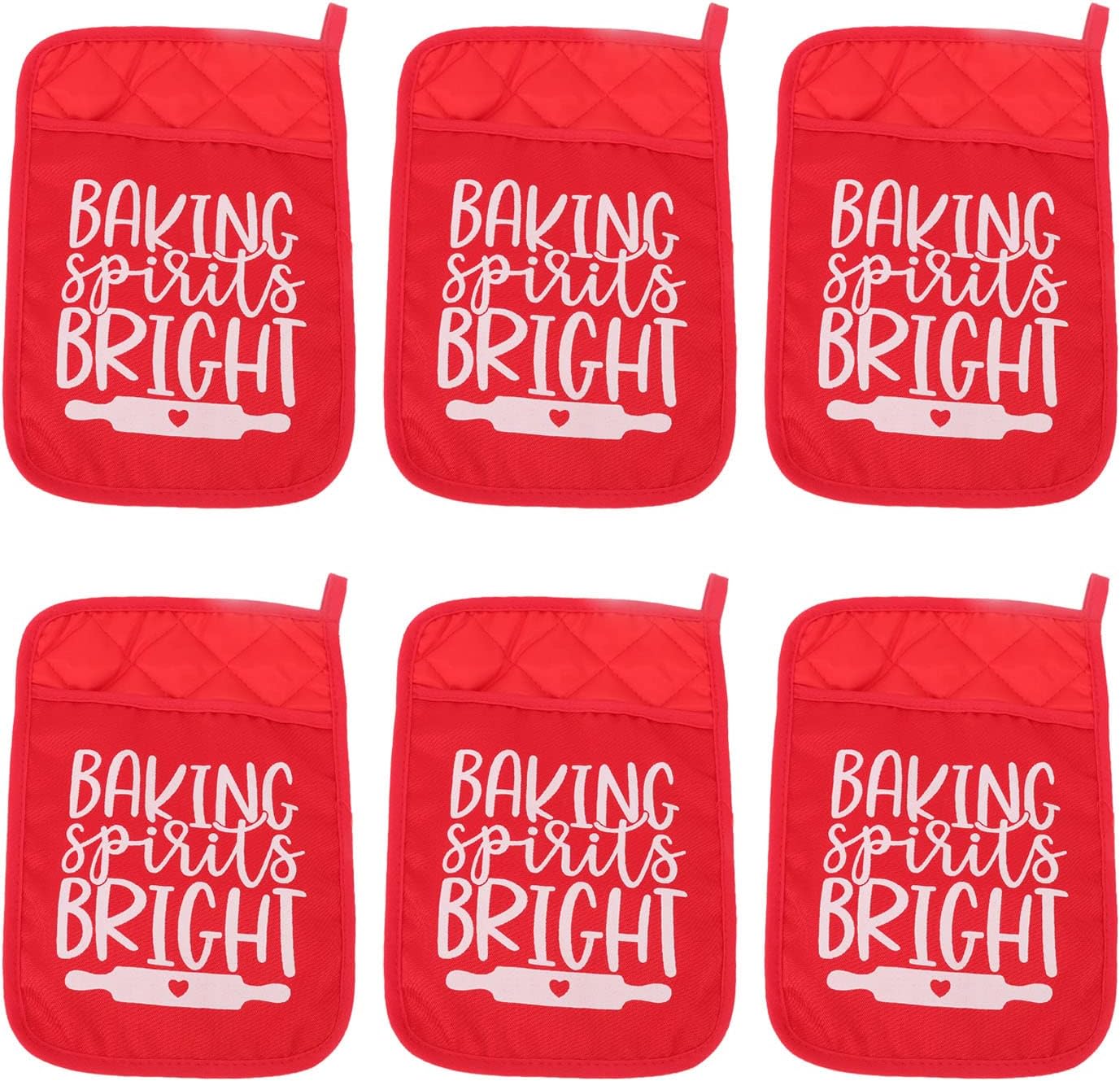 Keebgyy 6 Pieces Christmas Potholders with Pocket, Xmas