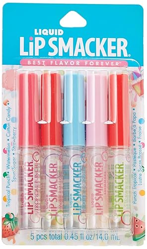 Miniatura 3 de Lip Smacker Paquete de la amistad de brillo de labios con sabor líquido Paleta de maquillaje de sombra de ojos tropical, sandía, algodón de azúcar