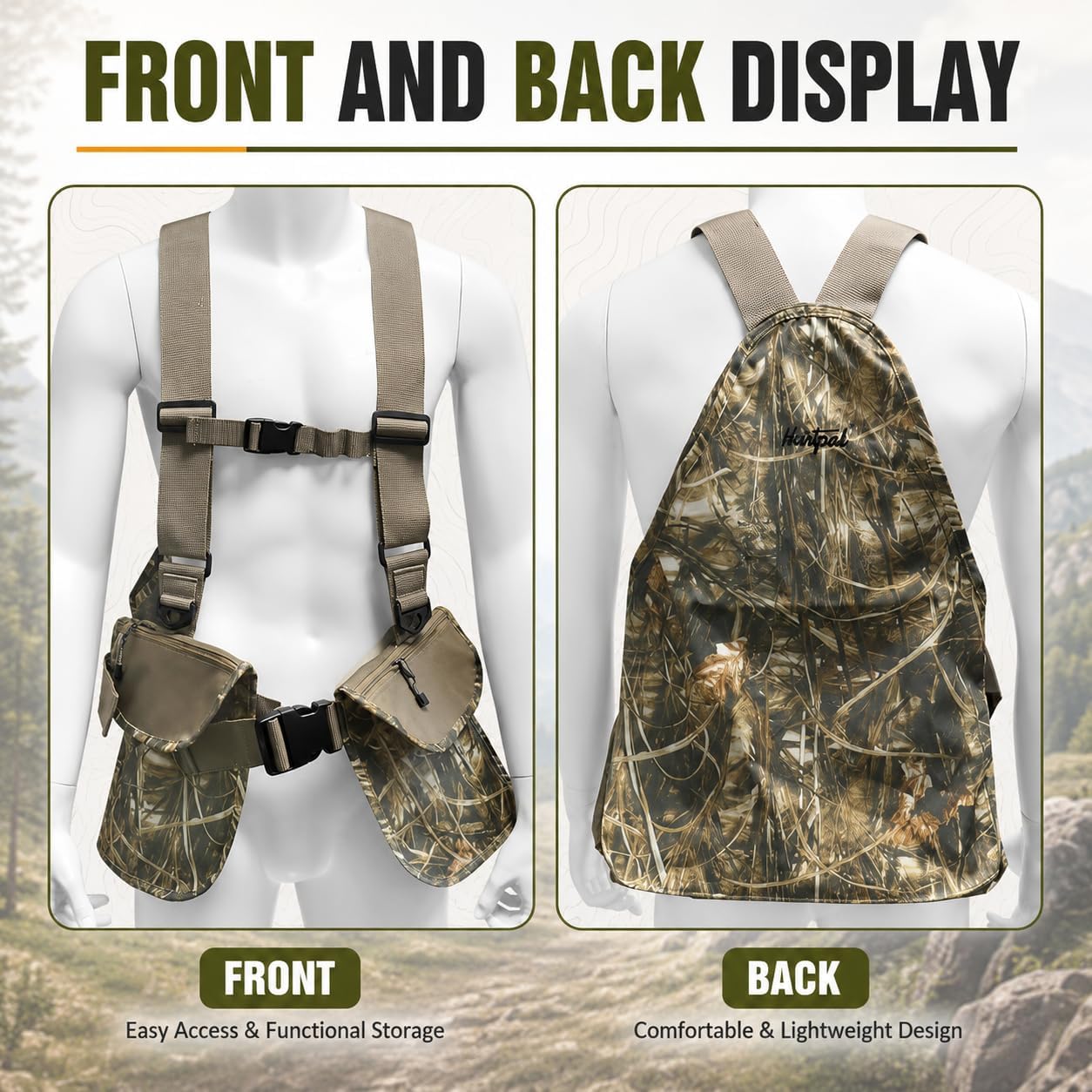 HUNTPAL Upland Bird Hunting Vest with Game Pouch, Tactical Vest Backpack image 5