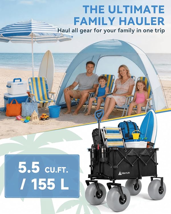 Hikenture Beach Wagon with 12" Balloon Wheels, Upgraded PU Tires Beach Cart by Hikenture - Image 4