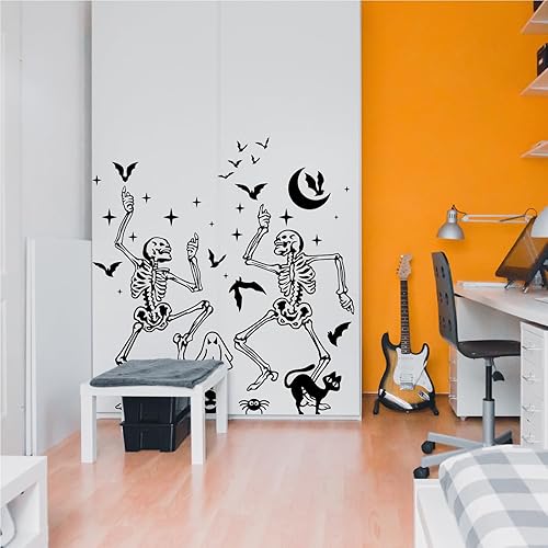Miniatura 3 de 2 calcomanías de pared de esqueleto, removibles, para baño, Halloween, decoración de pared, despegar y pegar para guardería, dormitorio, sala de