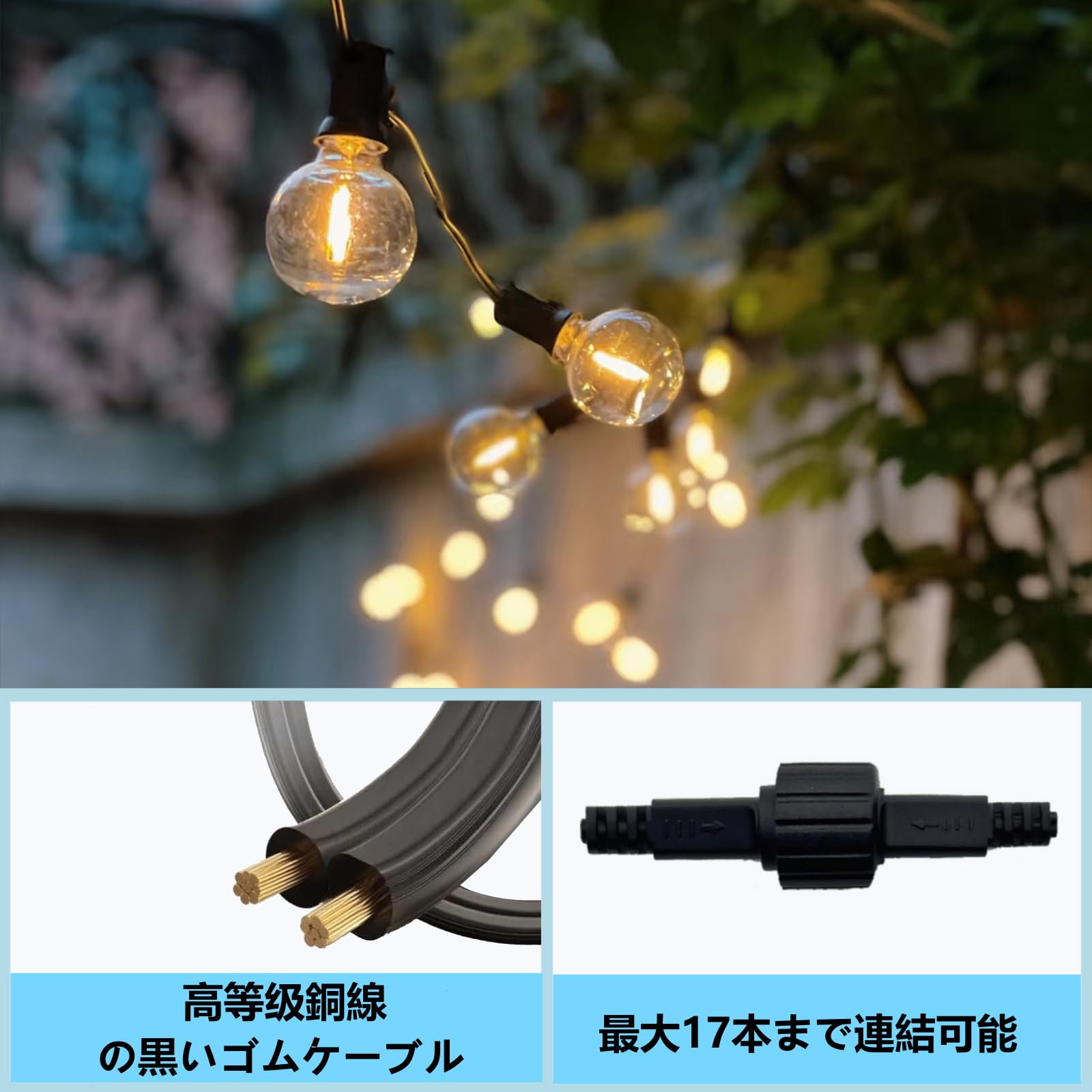 Amazon.co.jp: 防雨型LEDストリングライト 15M 25個LED電球付き