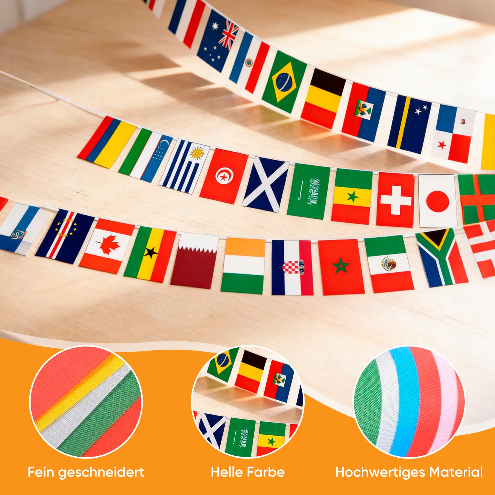 Campeonato Mundial 2026 Banderines 42 países 10 m decoración fiesta fútbol Alemania