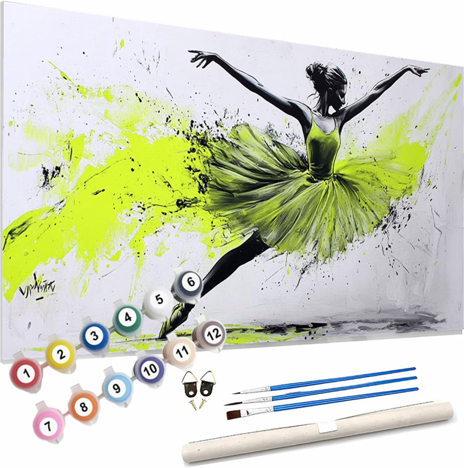 Dipingere con i Numeri per Adulti Ragazza Paint by Numbers Kit Balletto DIY Hobby Creativi Adulti,Dipingi con i Numeri con Pennelli e Acrilico,Decorazione della Parete di Casa Regalo 180x90cm S-547