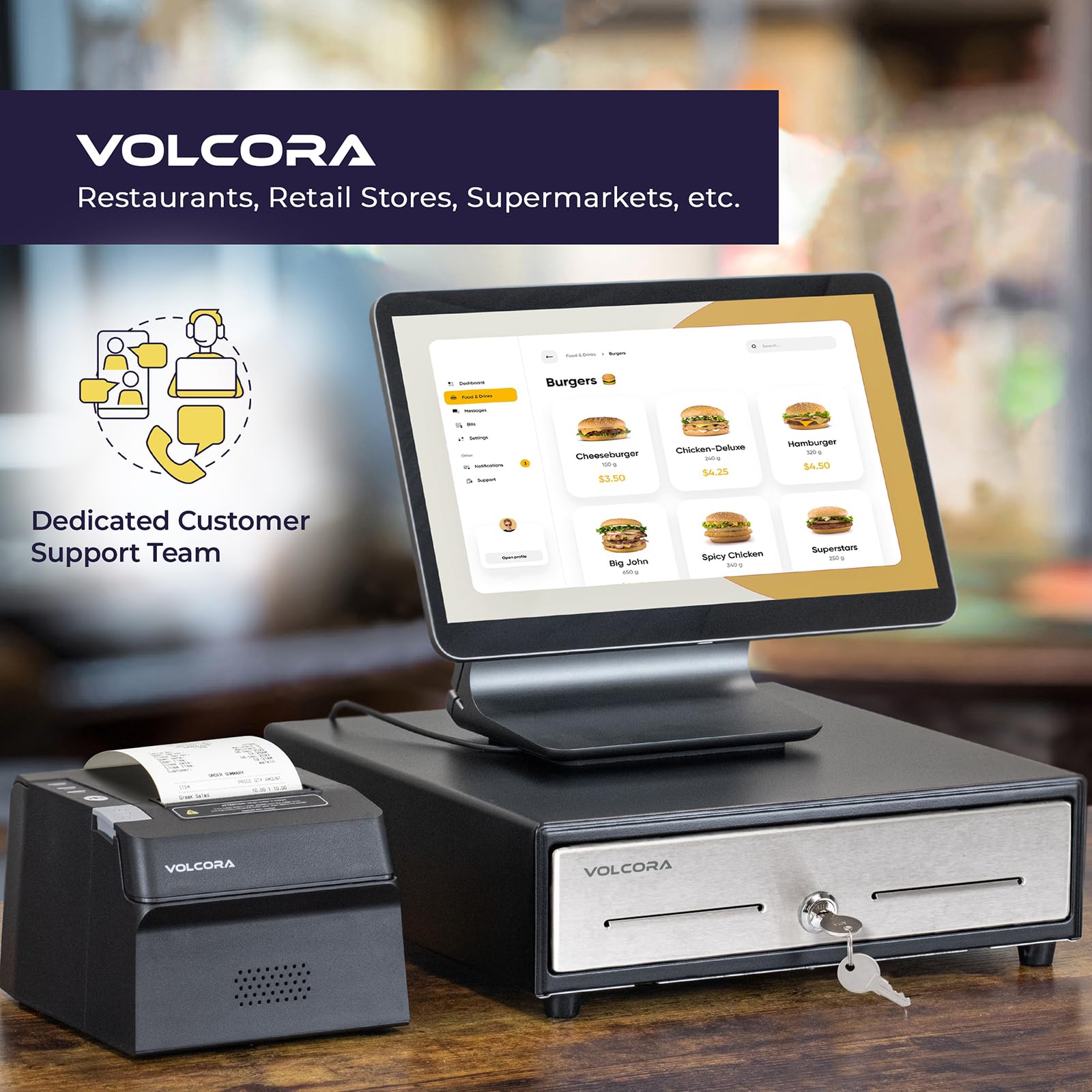 Volcora 13" Cash Register Drawer For Point Of Sale (POS) System, 4 Bill 5 Coin Cash - View #10