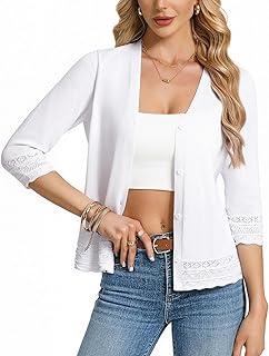GRACE KARIN Cardigan Sweaters for Women Casual 3/4 Sleeve Lightweight Cardigans 2026 Summer Spring Button Down Sweater Tops