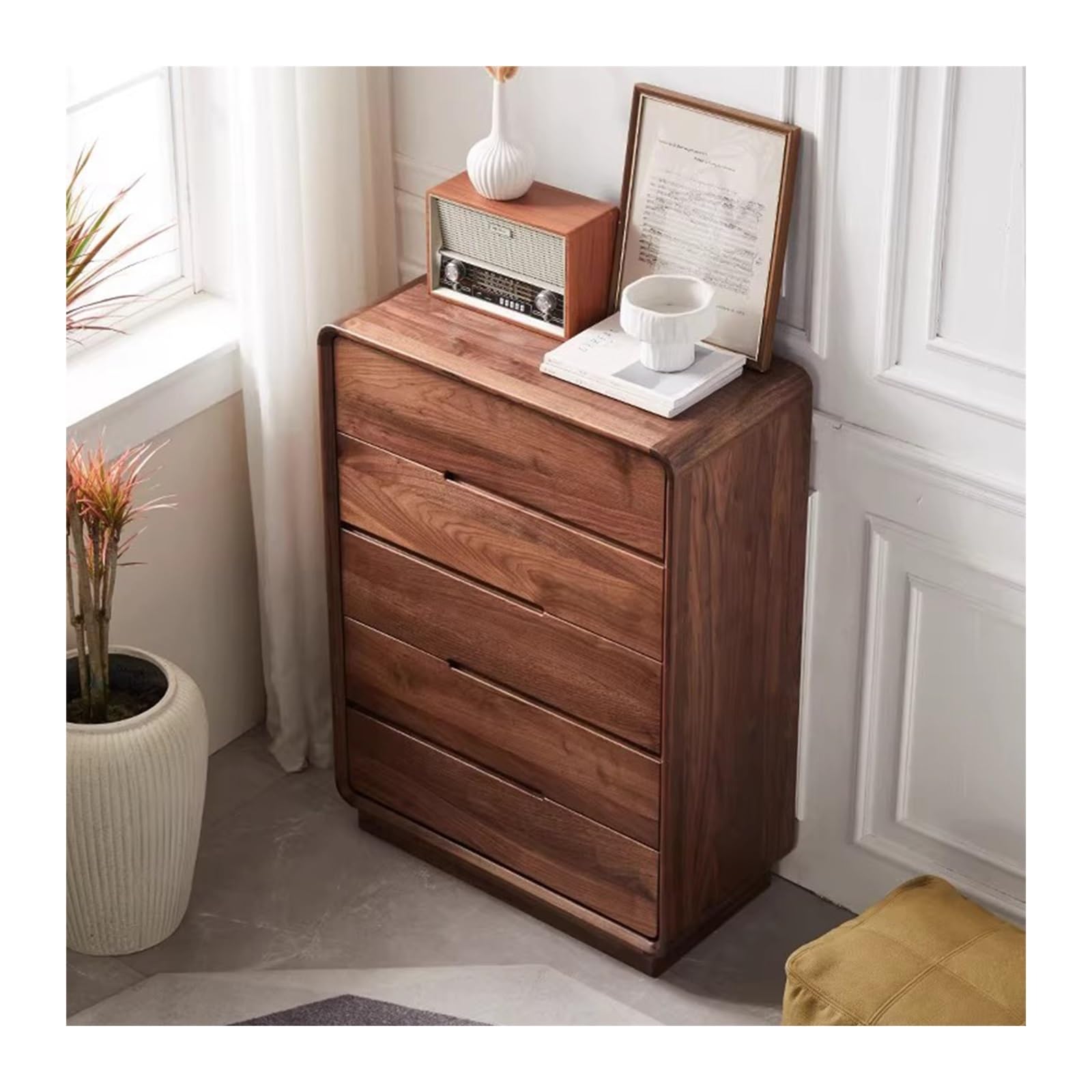 Tavolino da salotto Mobiletto portaoggetti semplice in legno massello, mobiletto con cassetti, laterale for soggiorno e camera da letto