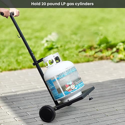 Miniatura 5 de Stanbroil Carro de tanque de propano de 20 libras, carro de mano de metal duradero con soporte para tanque para cilindro de propano