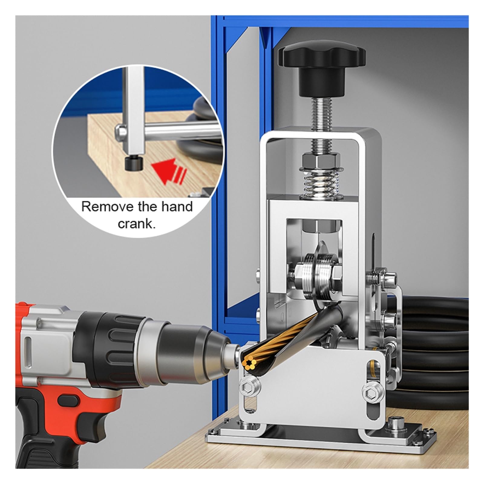 Spellafili, Spellafili manuale Strumento spelafili cavo 1-25mm Pelapatate elettrico Uso supporto manovella(Aluminum alloy)