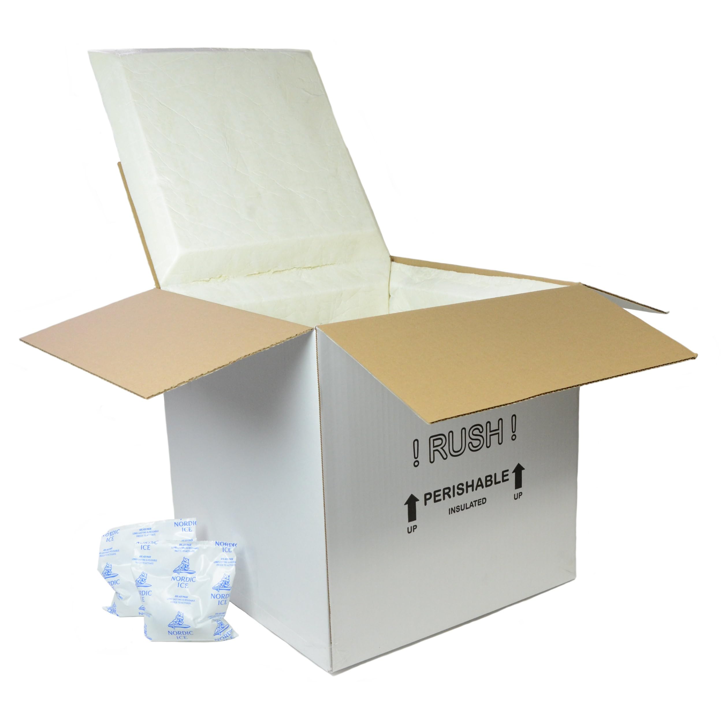 EmmChill SF17A Insulated Shipping Cooler, 17" x 17" x 17" (Inside 14" x 14" x 14") with 2 Ice Packs