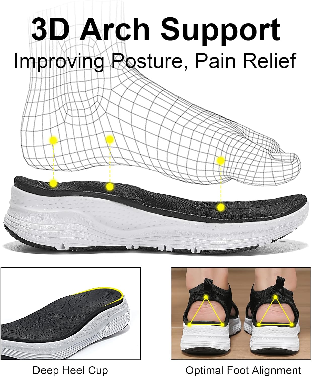 GoodValue Womens Comfortable Orthopedic Sandals Arch Support Ladies Walking Sport Athletic Sandals Open Toe Slip On Plantar Fasciitis Platform Dress Sandal 2 Inches Heel - Image 4