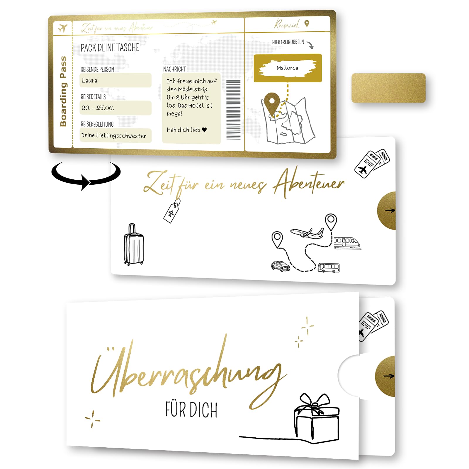 Reisegutschein Rubbelkarte Geschenkidee