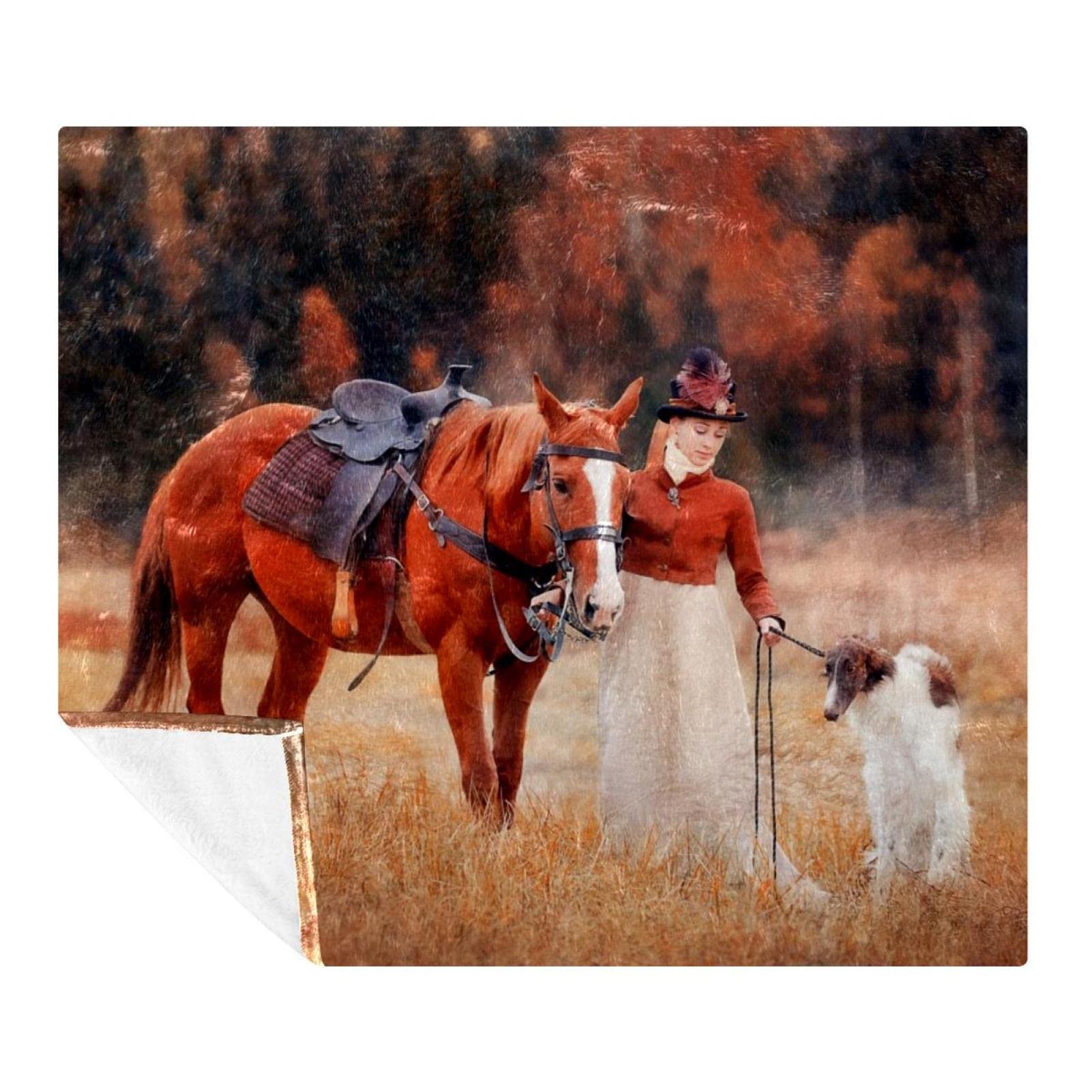 Couverture douce motif cheval 150x130 cm cadeau idéal pour passionnés