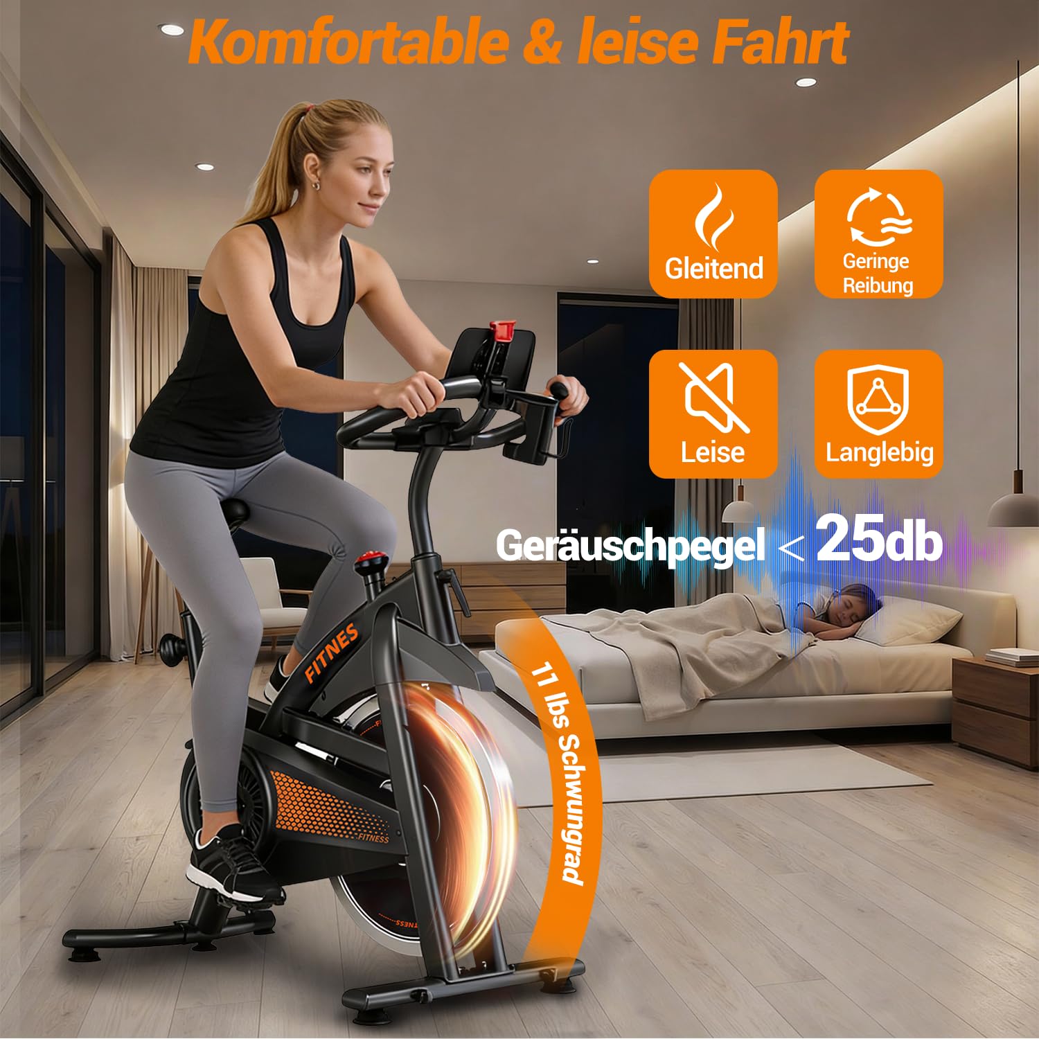 UMAY Heimtrainer Fahrrad, Indoor Spinning Bike con app | Indoor Bike, 16-Stufen Magnet-Widerstand, Cardio mit Pulsmessung & LED Display, Weicher Sitz, 136kg Belastbarkeit