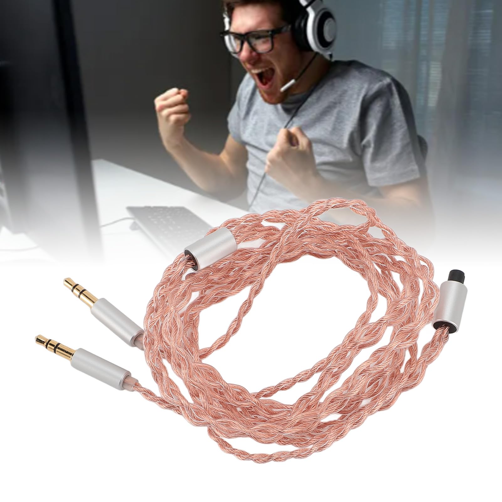 Goshyda Cavo Sdoppiatore per Cuffie, Cavo Sdoppiatore a Y per Microfono, Cavo Sdoppiatore a Y per Cuffie da 49,21 Pollici per Computer Doppio Cavo Adattatore per Cuffie da 3,5 Mm Maschio