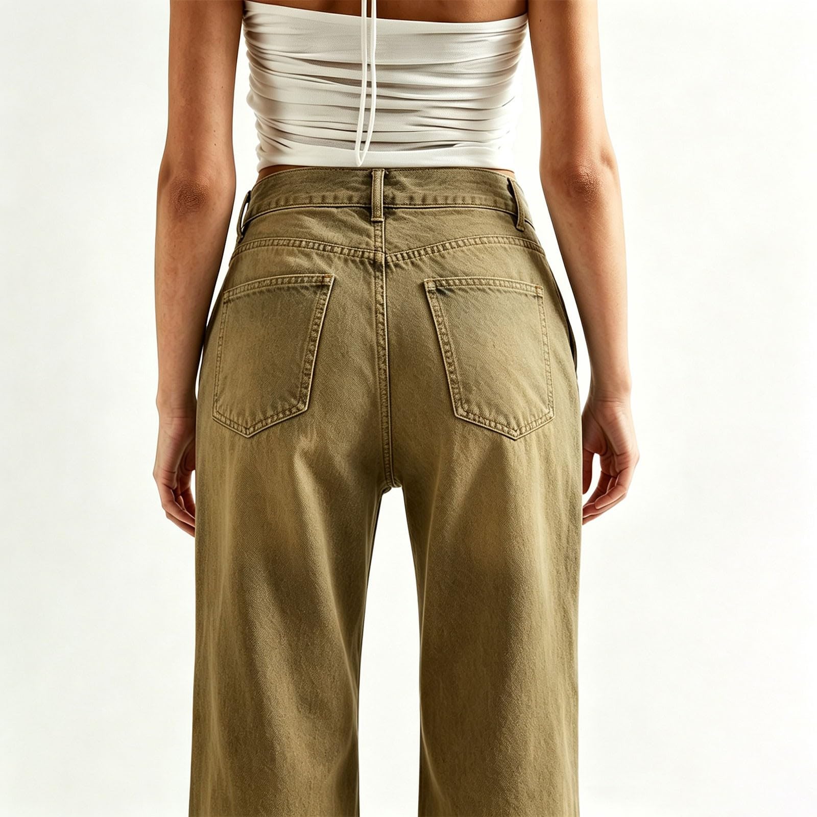 Pantalones vaqueros para mujer, cintura alta, pierna ancha, pantalones