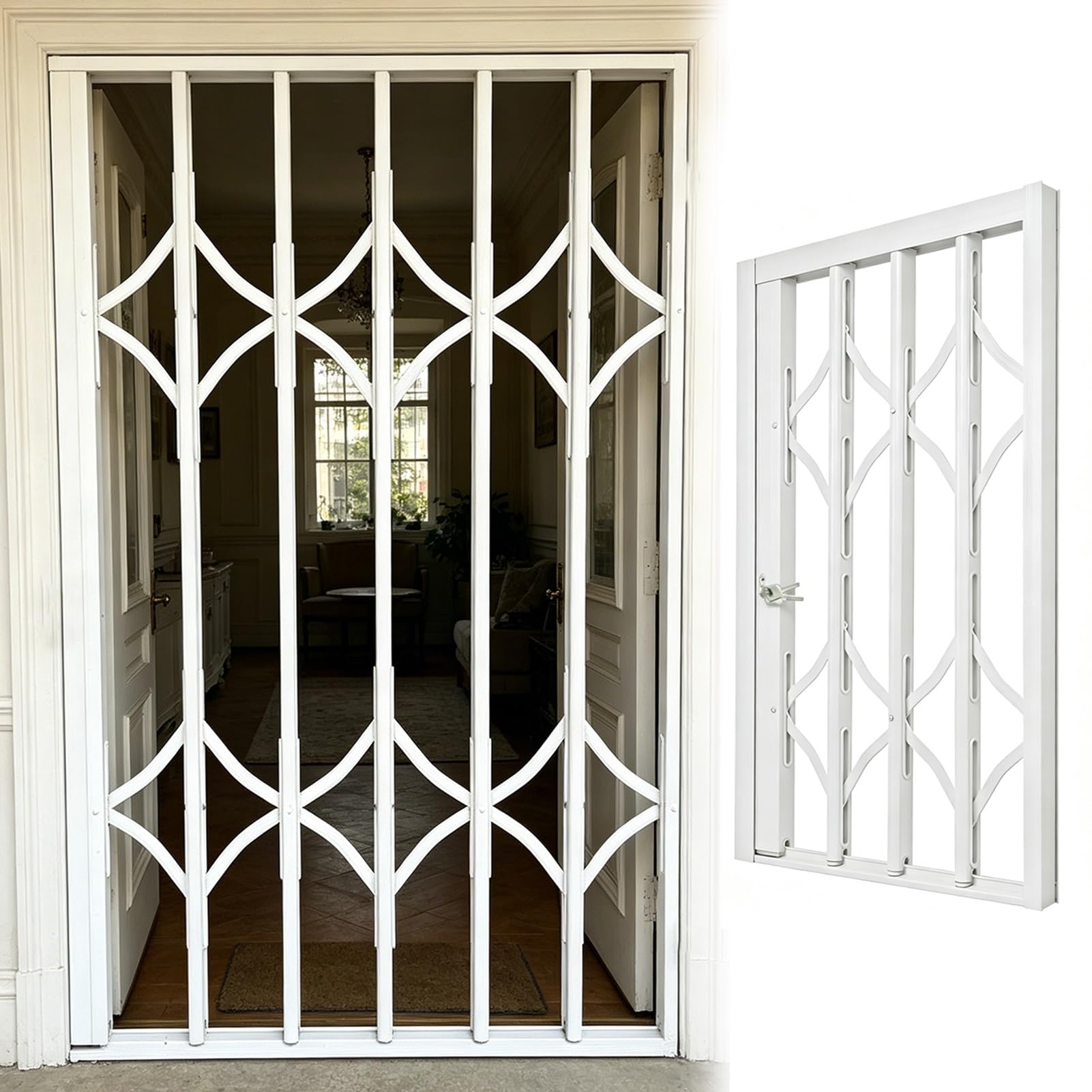 High Securi - Rejillas plegables para ventana con cerradura, barras retráctiles antirrobo, tamaños ajustables de 75 a 210 cm, diseño ligero para (80 x 180 cm)