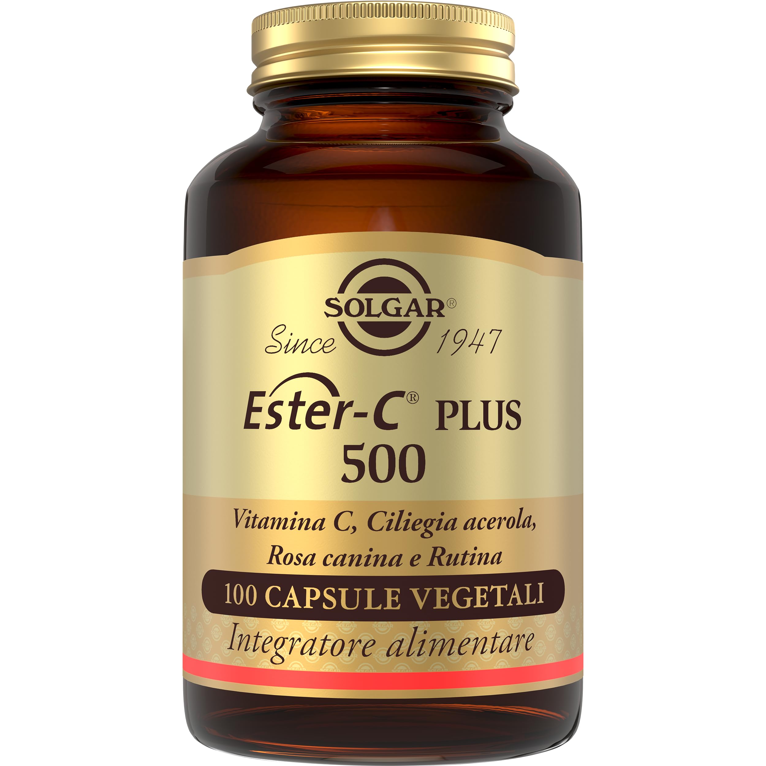 Solgar Ester-C® Plus 500, 100 Capsule Vegetali - Vitamina C pH Tamponato con Bioflavonoidi, Rosa Canina, Ciliegia Acerola e Rutina