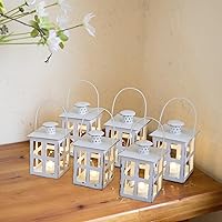 Vista 2 de HPC Decor - 6 mini linternas decorativas para centros de mesa de boda, faroles de velas de metal a granel con candelita LED y cuerda, decoración