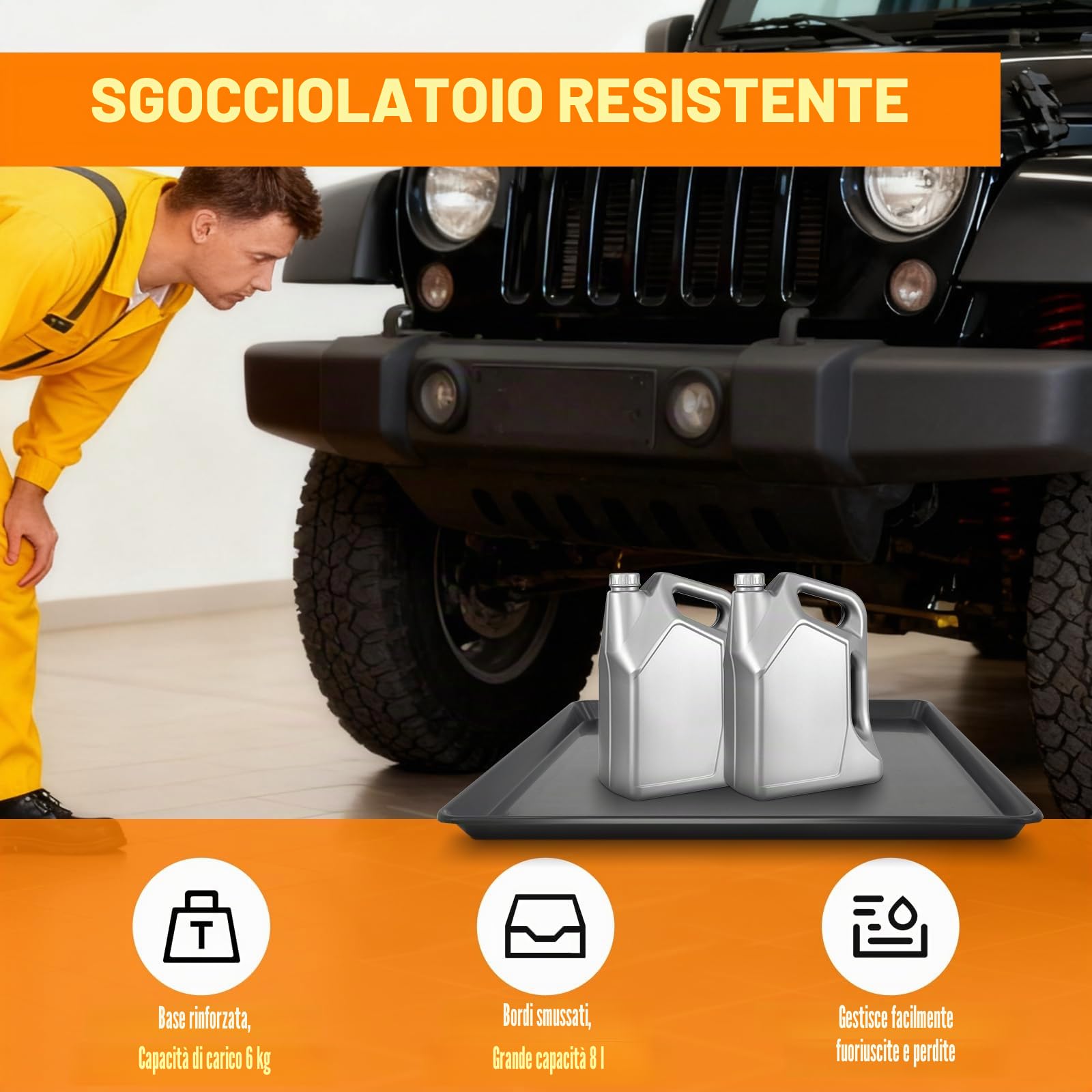 Poweka 4 Vasca di Raccolta per Auto, 58 x 55 x 3 cm, Vaschetta Dell'olio del Telaio Universale, Vasca Raccolta Olio Motore, Mantenere Il Garage Sicuro e Pulito