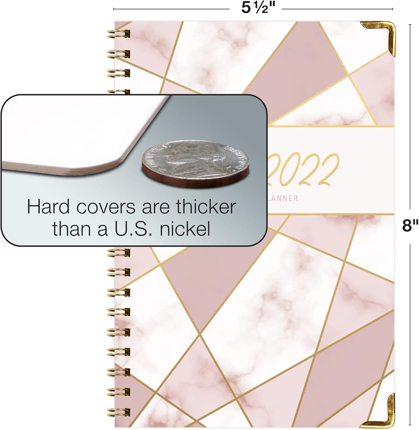 HARDCOVER Academic Year 2021-2022 Planner: (June 2021 Through July 2022) 5.5"x8" Daily Weekly Monthly Planner Yearly Agenda. Bookmark, Pocket Folder and Sticky Note Set (Pink Mosaic Triangle) : Office Products