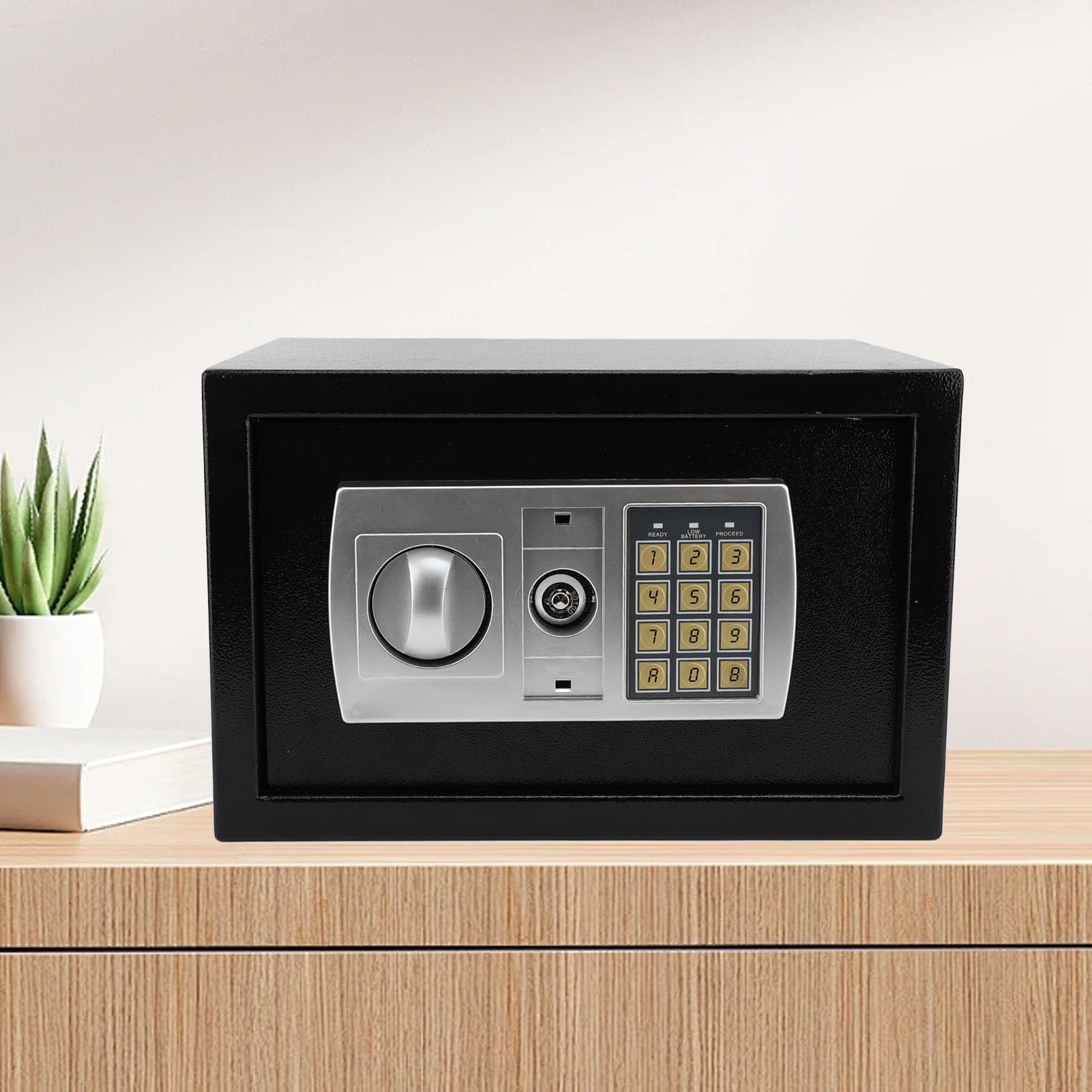 Hidyliu Sicherer Safe, Tragbarer Multifunktionaler Schließkasten für Zuhause, Büro, Reisen, Kohlenstoffarmer Stahl, Schwarz