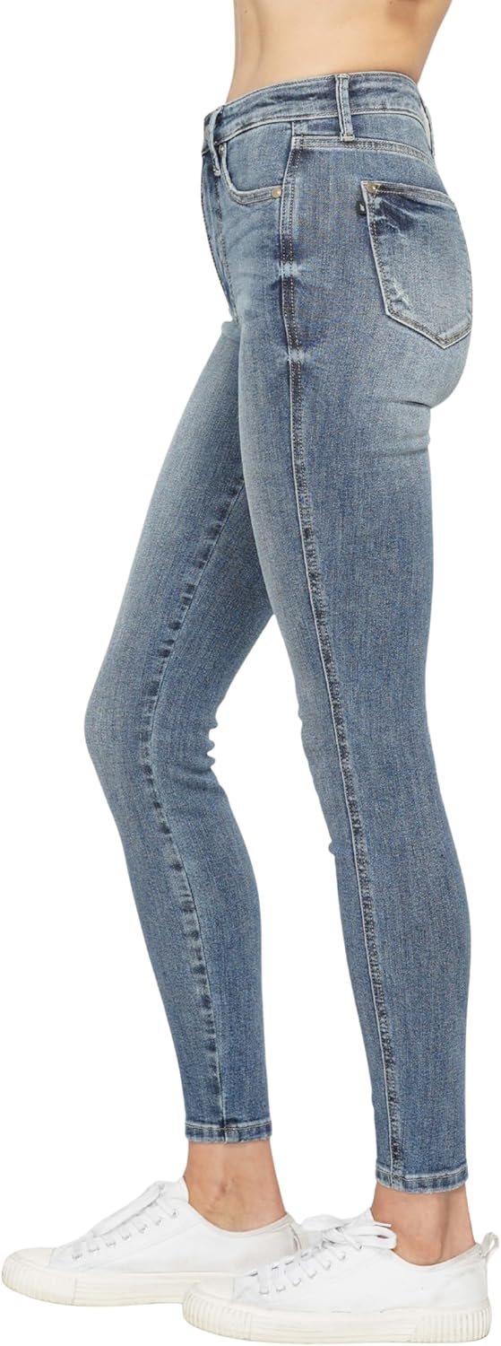 Judy Blue High Waist Tummy Control Contrast Wash Skinny Jeans for Women