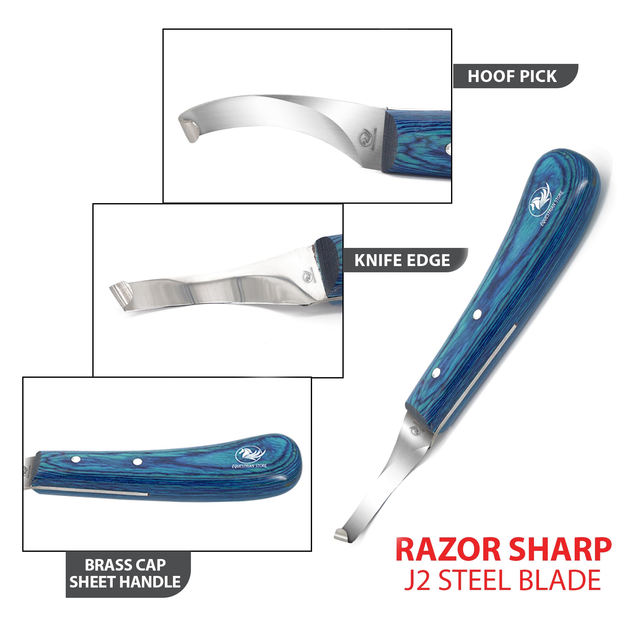 EQUESTRIAN STORE Double-Edged J2 Stainless Steel Hoof Trimming Loop Knife with Sheet Handle - Versatile Farrier Tool for Horse & Cow Hoof Care, Ideal for Farriers & Horse Owners. (FLK-08) (HKR-1R)