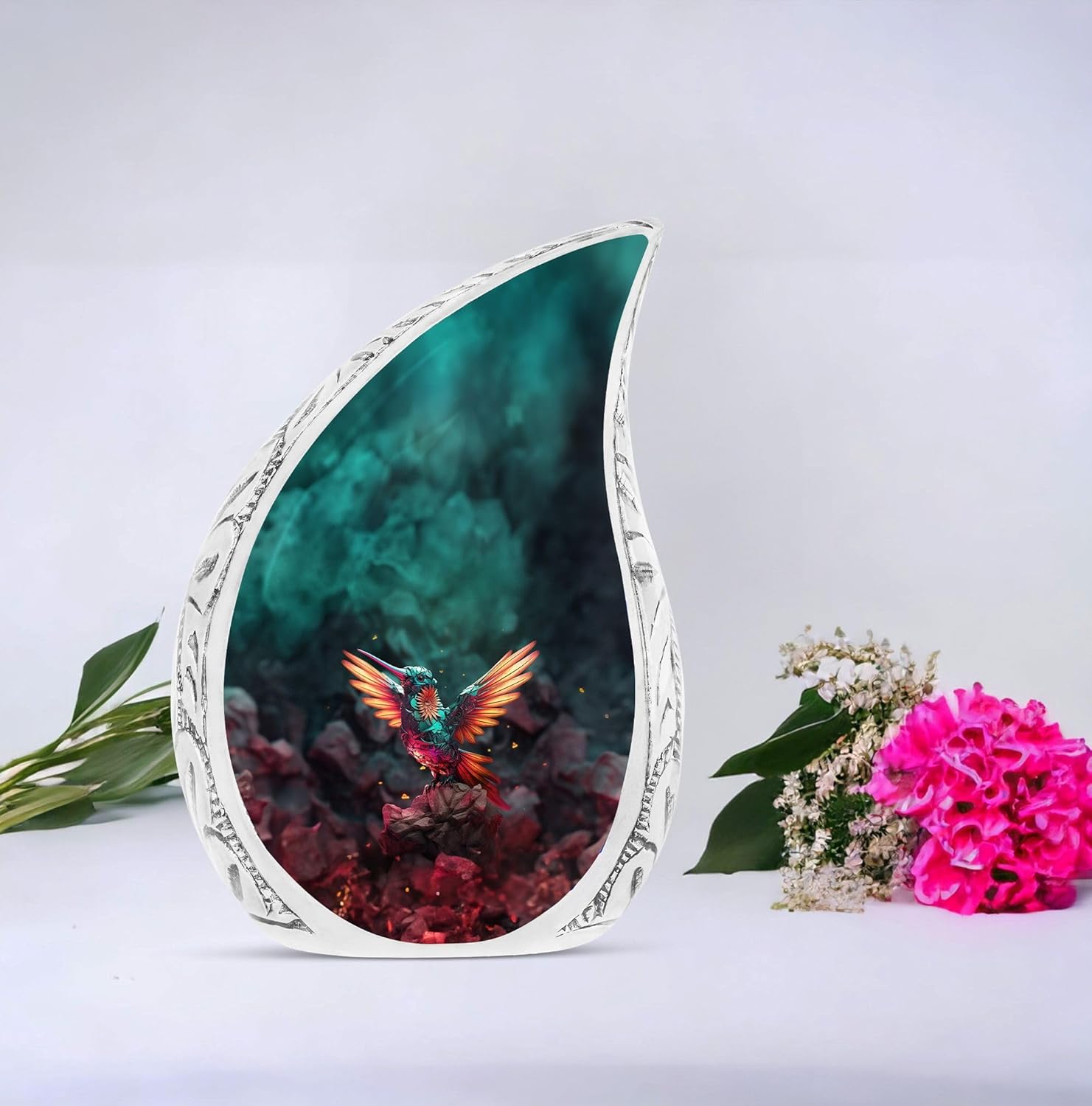 Hummingbird Large Adult Cremation Urn - 10 Inch Decorative Solid Memorial & Burial Urn for Human Ashes