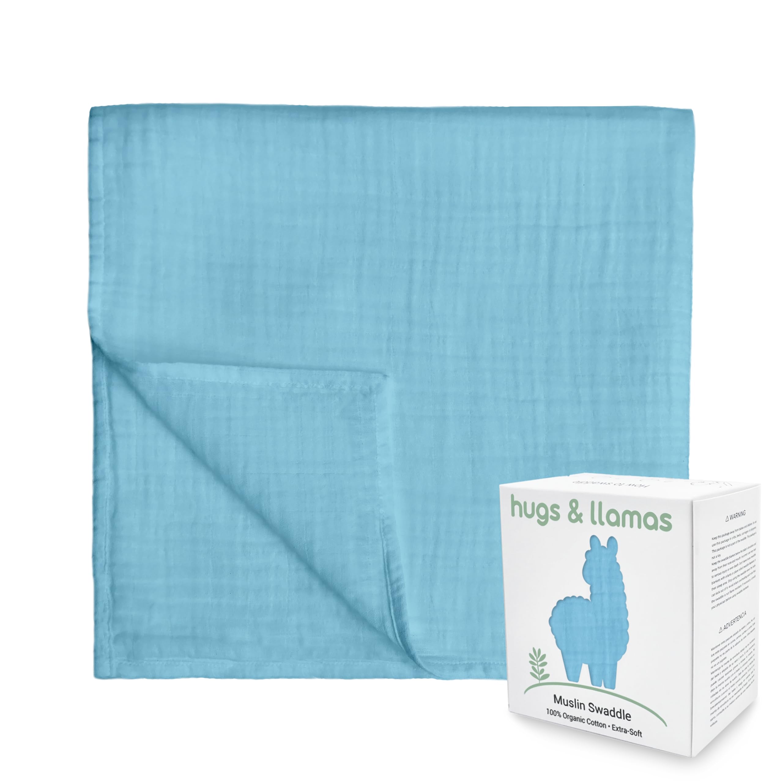 Hugs & Llamas Organic Cotton Muslin Swaddle Blankets - 47"x47", Extra Soft, Unisex (Tropical Treat) - View #12