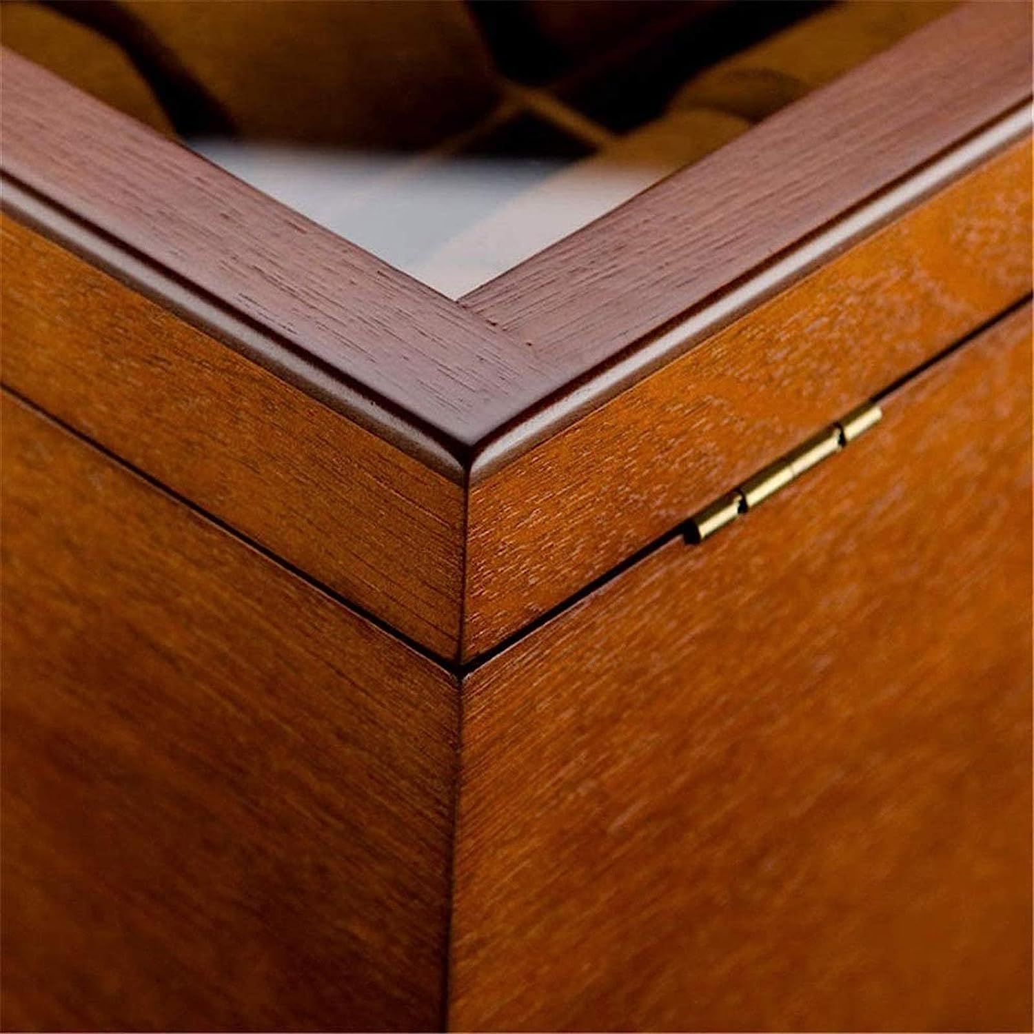 Caja de joyería organizadora, caja de reloj para hombre, caja de almacenamiento con tapa de cristal, soporte grande, color marrón