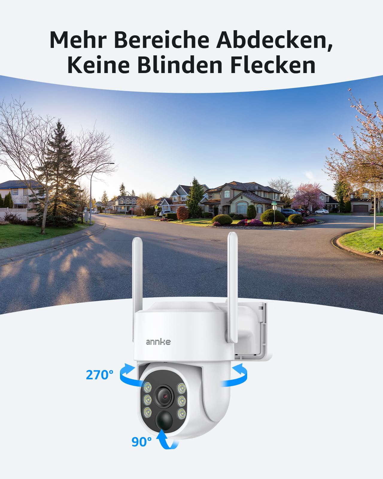 ANNKE Überwachungskamera Aussen Set mit 4CH 7" Monitor, 2X 4MP PT Überwachungskamera Aussen Akku Solar, 270° Schwenken, 90° Neigen, 2 Wege Audio, Farbnachtsicht, Personenerkennung, 64GB SD Karte