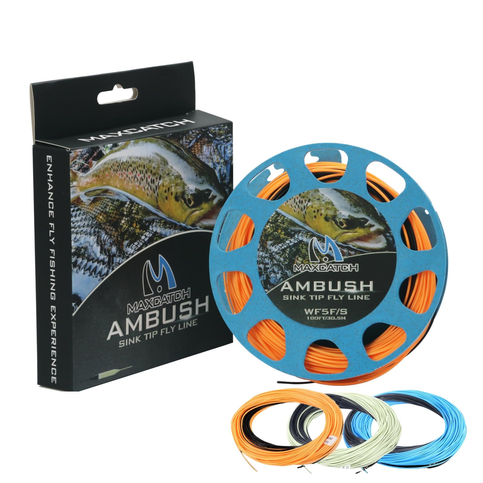 M MAXIMUMCATCH Maxcatch Sinking Tip Fly Line Weight Forward Fishing Line, 3ips/6ips, 4/5/6/7/8 F/S (Orange/Black, 3ips, WF-4F/S)