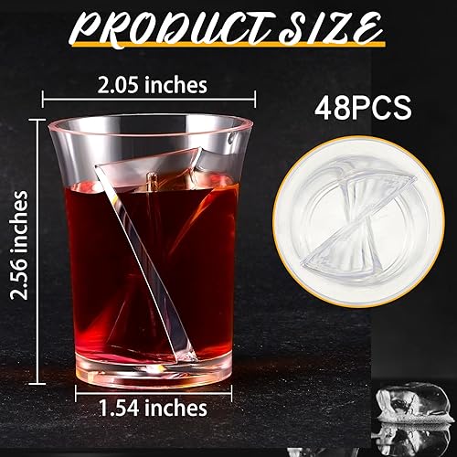 Miniatura 9 de 24 vasos divididos reutilizables de plástico transparente de 2 onzas, vasos de medio disparo para bar, alcohol, despedida de soltera