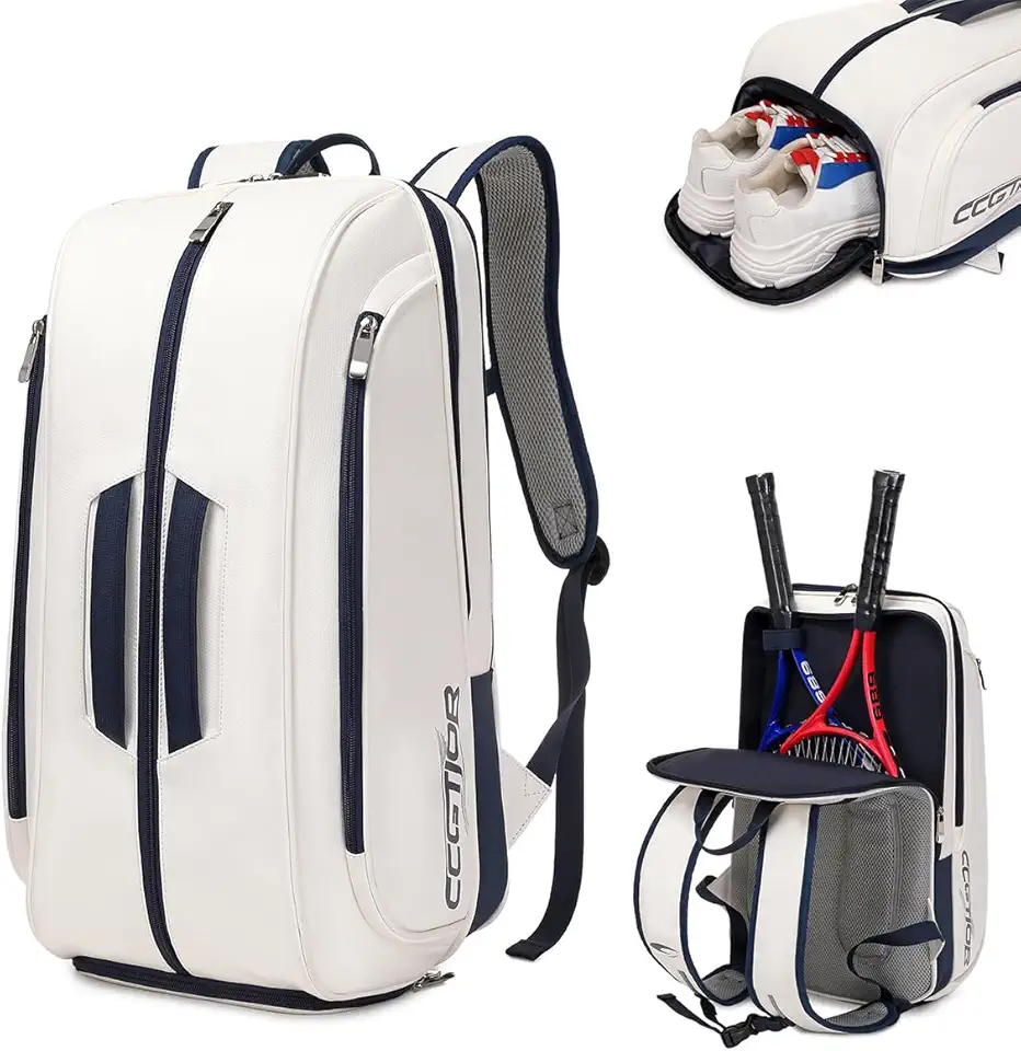 Breathable Ergonomic Women & Men Tennis Bags With Shoe Compartment For Sport, Padel Backpack For Travel Laptop