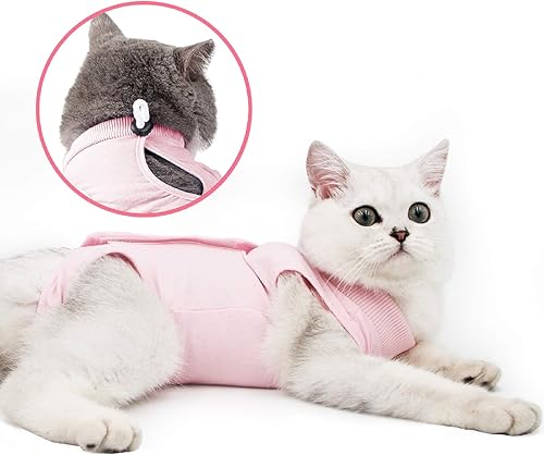 LIANZIMAU Traje de recuperación de cirugía para gatos para heridas abdominales quirúrgicas, ropa interior para mascotas, cuello electrónico,
