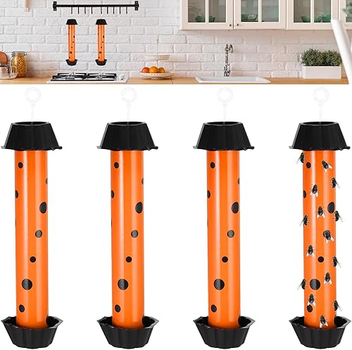 Qualirey Trampas para moscas de frutas para interiores, trampas colgantes para moscas al aire libre, trampas adhesivas para mosquitos para