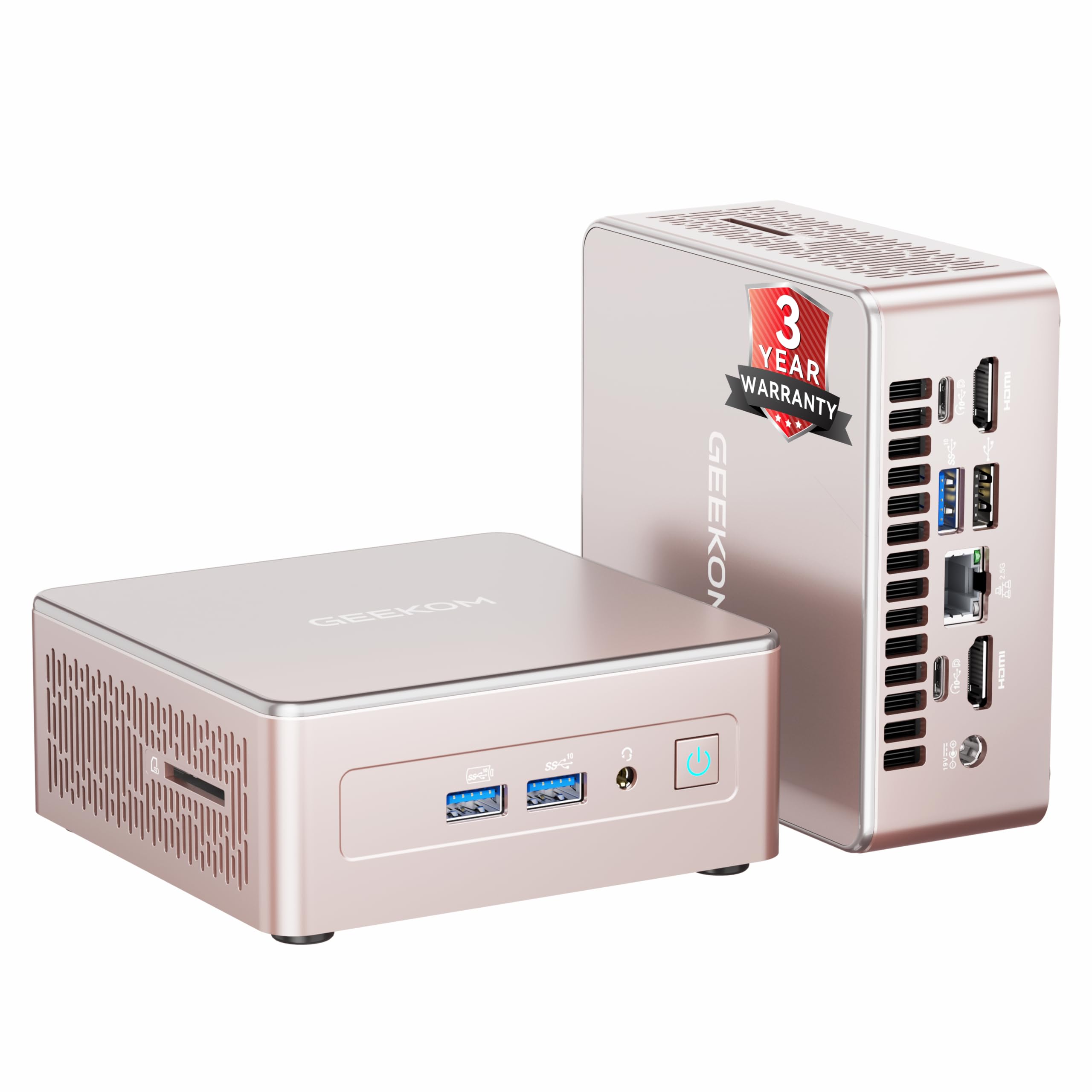 GEEKOM Mini PC A5 z AMD Ryzen 5 7430U, możliwość rozbudowy DDR4 RAM + 1 TB SSD (maks. 4 TB), Windows 11 Pro, ultra cichy kompaktowy komputer stacjonarny z grafiką AMD Radeon, wyjście Dual HDMI 4K