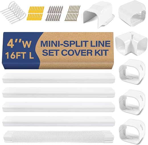 LYPREM 4" 14Ft PVC Decorative Line Cover Kit for Ductless Mini Split Air Conditioners