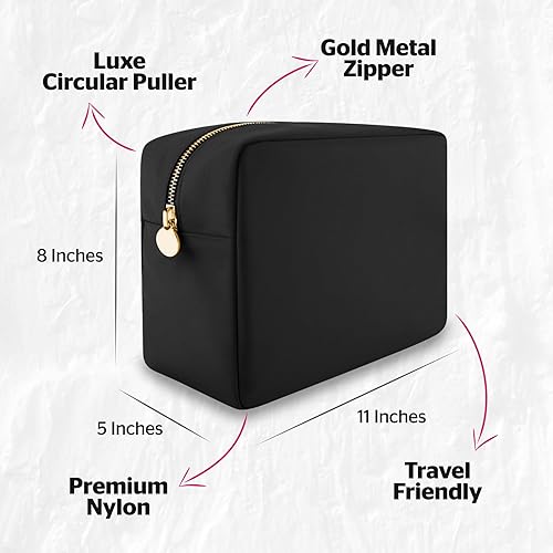 Miniatura 3 de Bolsas de maquillaje para mujeres, Bolsa de maquillaje de nylon, Bolsa de maquillaje grande, Bolsa de maquillaje Preppy, Bolsa de maquillaje para