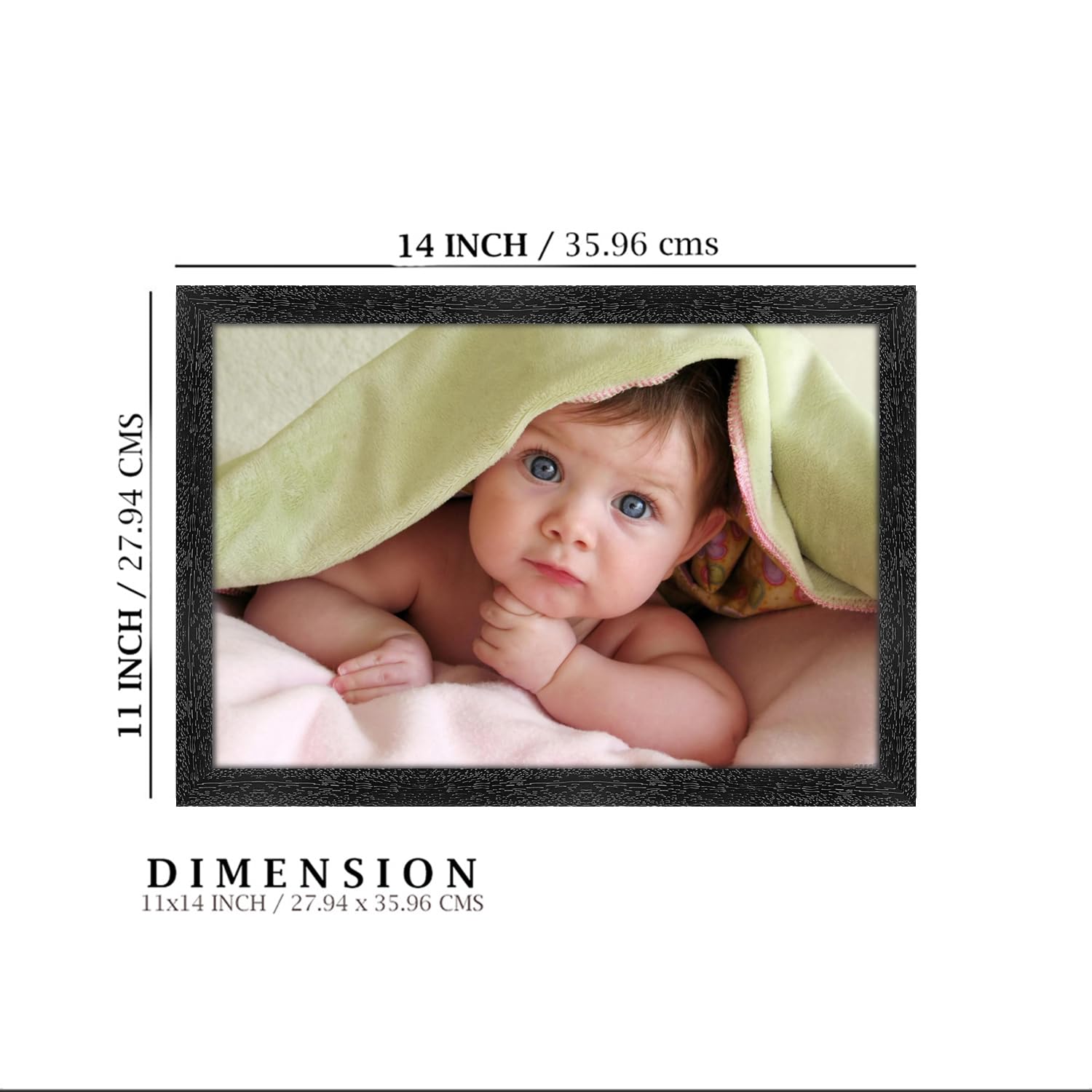 Dharvika Innovations Baby Photo Frame, Black, Sparkle Coated Lamination 6465 11 x 14 Inch