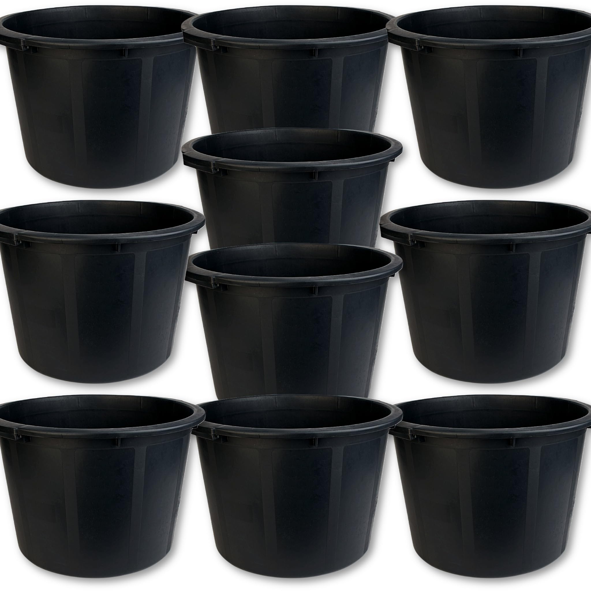 Bricoloco Cubo Multiusos Negro 38 litros |Espuerta para albañil, capazo agrícola, Cubo Basura, cesto leñero, gaveta Goma, Canasta Almacenamiento jardín. (10)