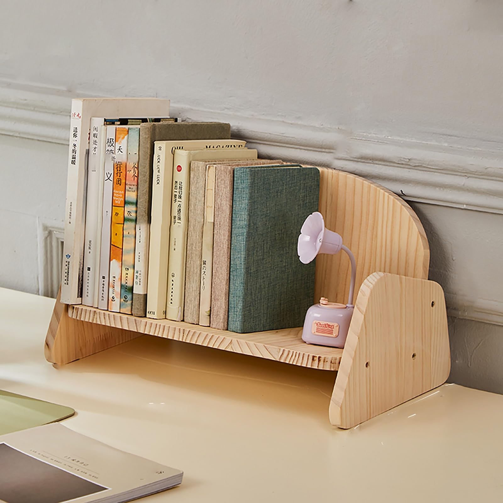 Organizador De Estante De Escritorio, Estante De Almacenamiento De Estantería De Escritorio De Oficina Con Marco De Madera, Estante De Mesa Estante De Escritorio Para Dormitorio, Hogar(Natural)