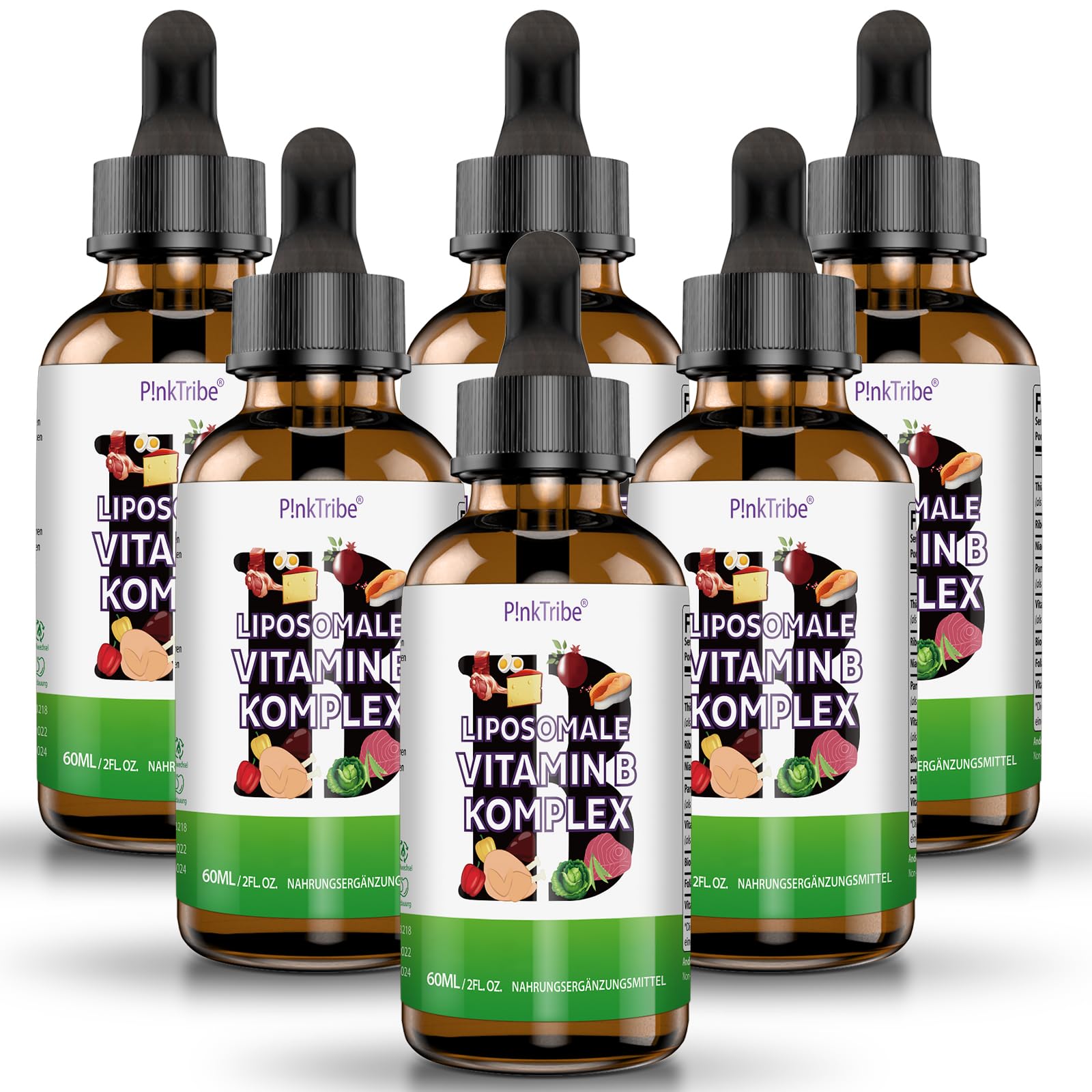 Liposomale Vitamin B Komplex Flüssiges - Hochdosiert Tropfen mit Allen 8 B-Vitaminen, Aktive Vitamin B Formen, Vegan, Keine Zusatzstoffe