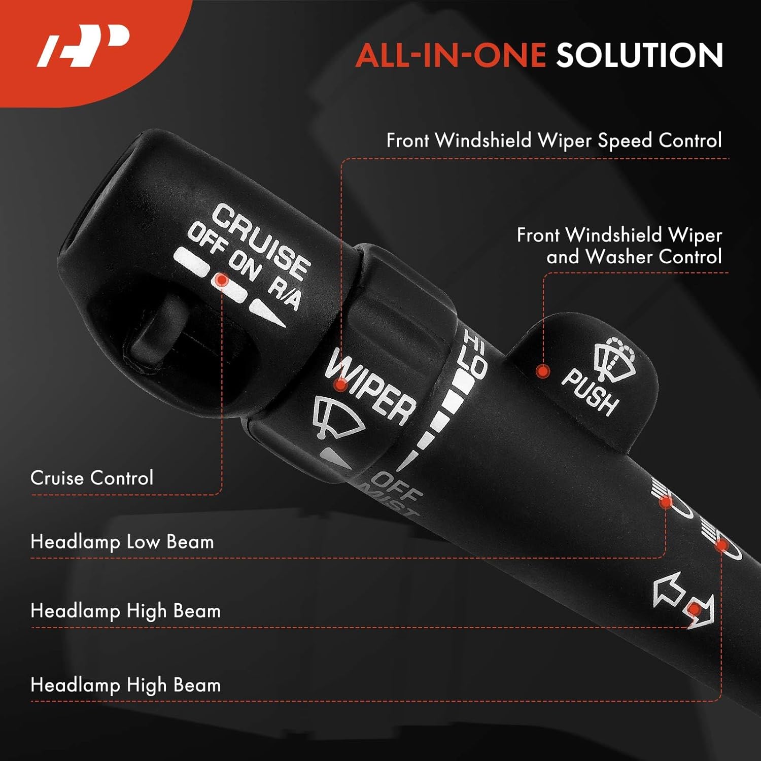 A-Premium Multifunction Switch Turn Signal Switch, Headlight Beam, Cruise Control, Windshield Wiper, Compatible with Buick Century 1997-2005, Regal 1997-2004, Replace # 26085929 26049071