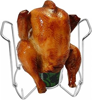 onlyfire Beer Can Chicken Roaster Rack, Stainless Steel Poultry Holder, Chicken Stand, Chicken Holder for Grills and Ovens, Includes 4 Vegetable Spikes, Dishwasher Safe